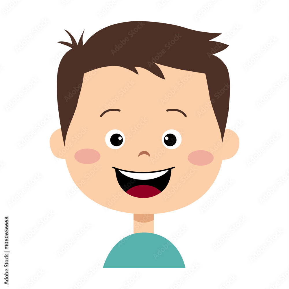 Boy face with emotion of happiness. Face expression. The boy is delighted Boy face with emotion of happiness. Face expression. The boy is delighted