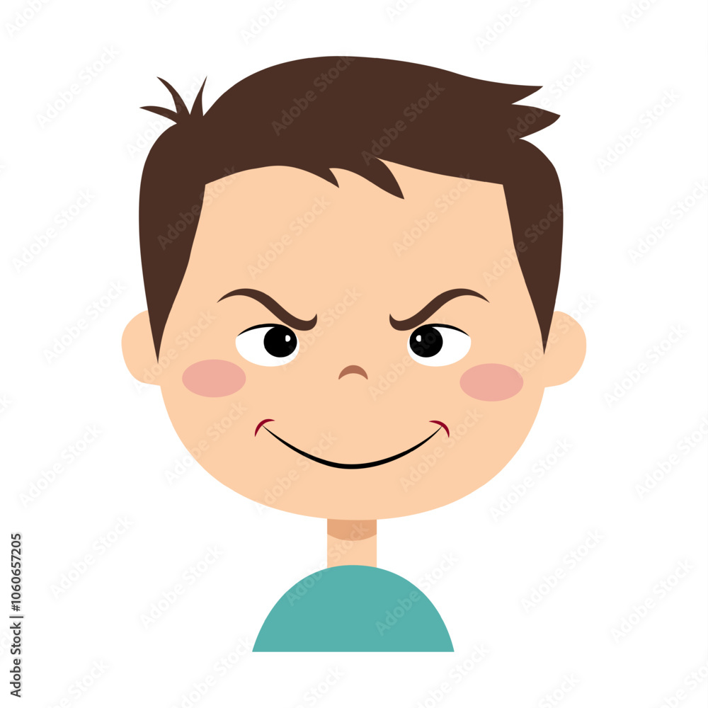 The boy is cunning. Boy face with emotion of conspiracy. Face expression. The boy is cunning. Boy face with emotion of conspiracy. Face expression.