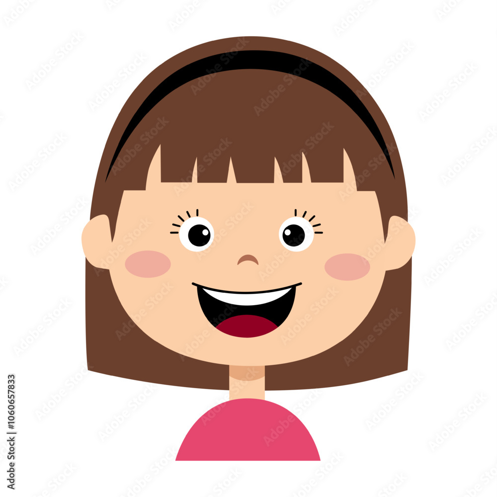 Girl face with emotion of happiness. Face expression. The girl is happy Girl face with emotion of happiness. Face expression. The girl is happy