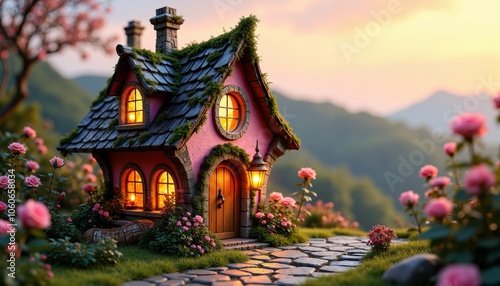 Wallpaper Mural Whimsical Handmade Fairy-Tale House with Vibrant Garden Surroundings Torontodigital.ca