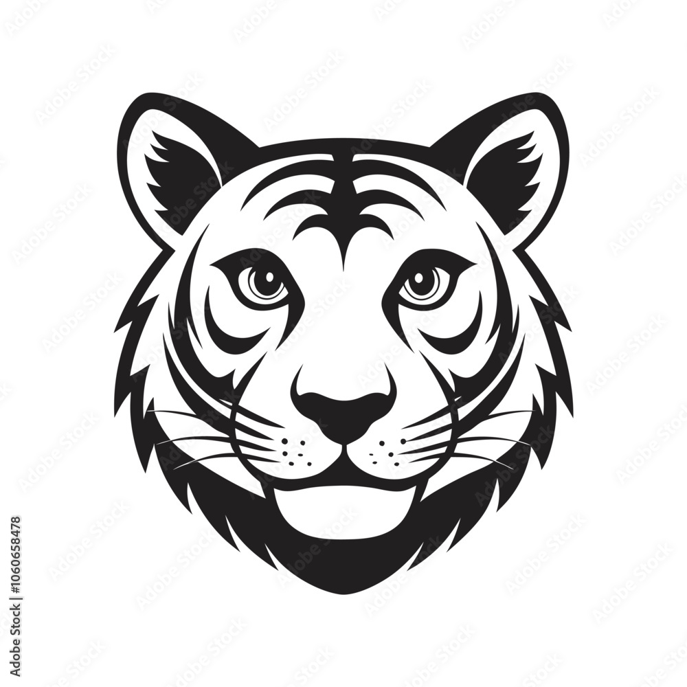 Fototapeta premium Tiger head silhouette vector art illustration .