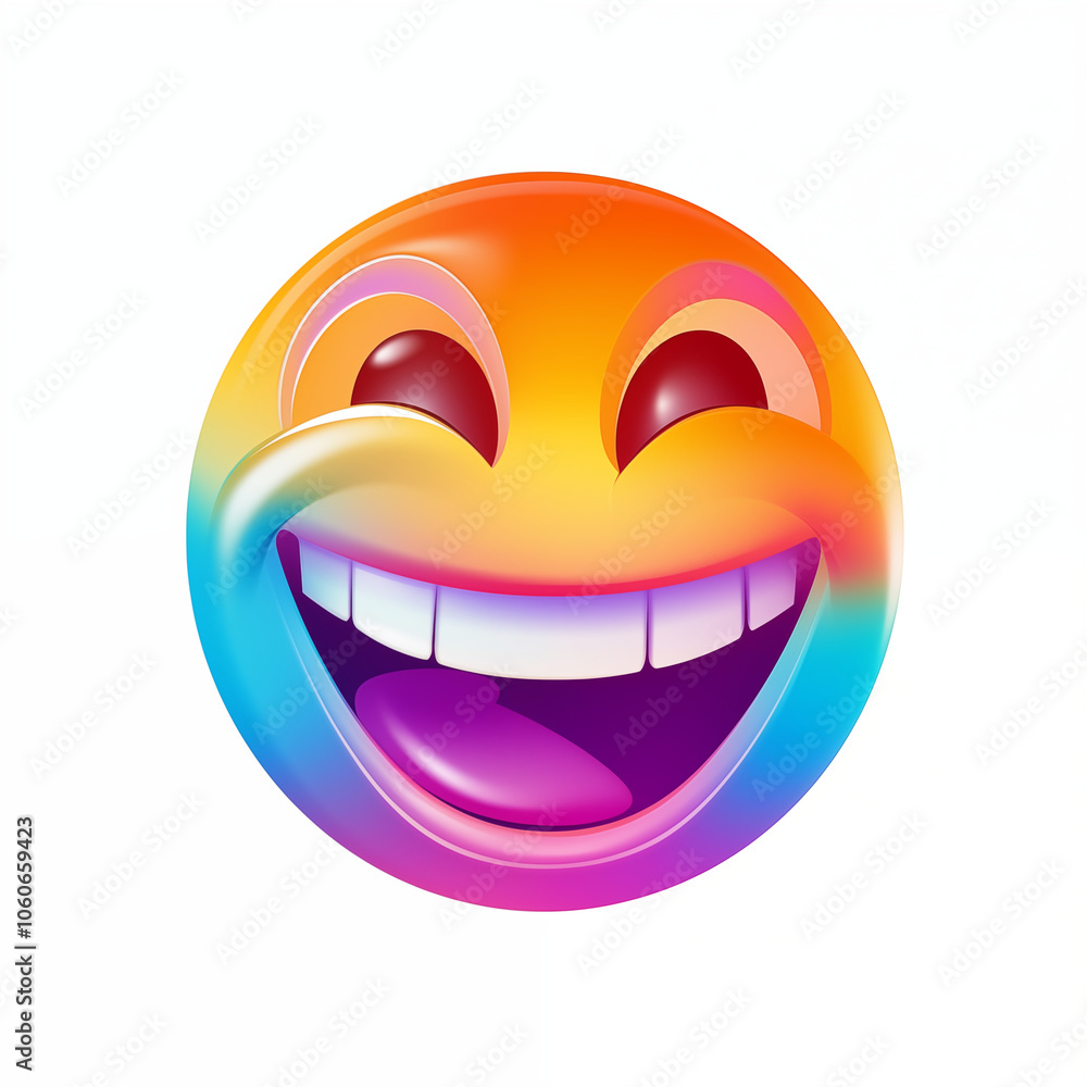 Colorful cartoon smiley face with bright eyes and a joyful expression in a playful design Colorful cartoon smiley face with bright eyes and a joyful expression in a playful design