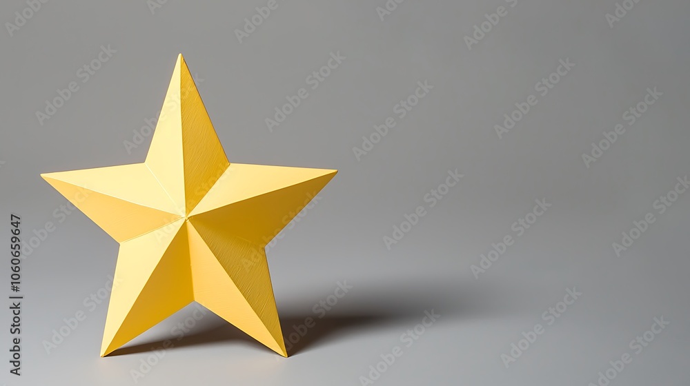 A vibrant golden star award stands out against a subtle, grey backdrop, symbolizing achievement and excellence in a visually striking manner. A vibrant golden star award stands out against a subtle, grey backdrop, symbolizing achievement and excellence in a visually striking manner.