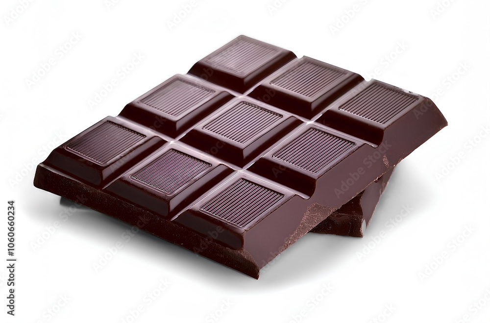 Dark Chocolate Blocks on white background