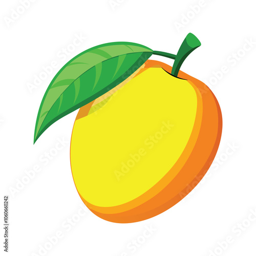 Mango with leaves. Testy sweet fruit