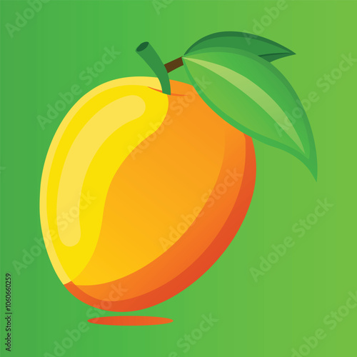 Mango with leaves. Testy sweet fruit