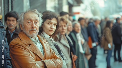 People of all ages in line to vote, Election Day, photo,