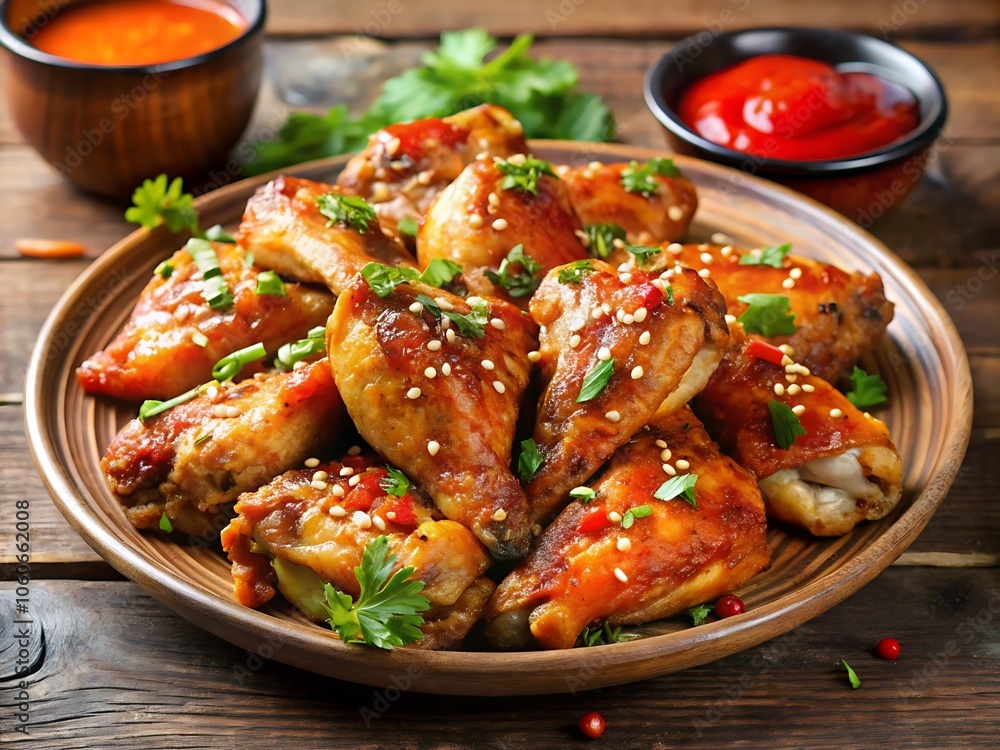 Baked chicken wings in the Asian style full hd 4k and 8k photo download Baked chicken wings in the Asian style full hd 4k and 8k photo download