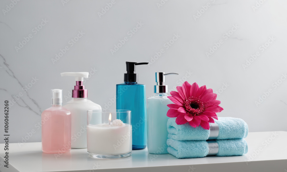 a white countertop with a few items on it a white countertop with a few items on it