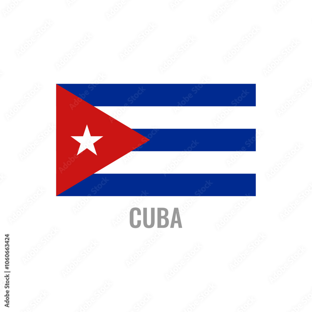 Cuba flag icon. The country sign. Rectangle shape. Isolated on a white background. Vector image. Cuba flag icon. The country sign. Rectangle shape. Isolated on a white background. Vector image.