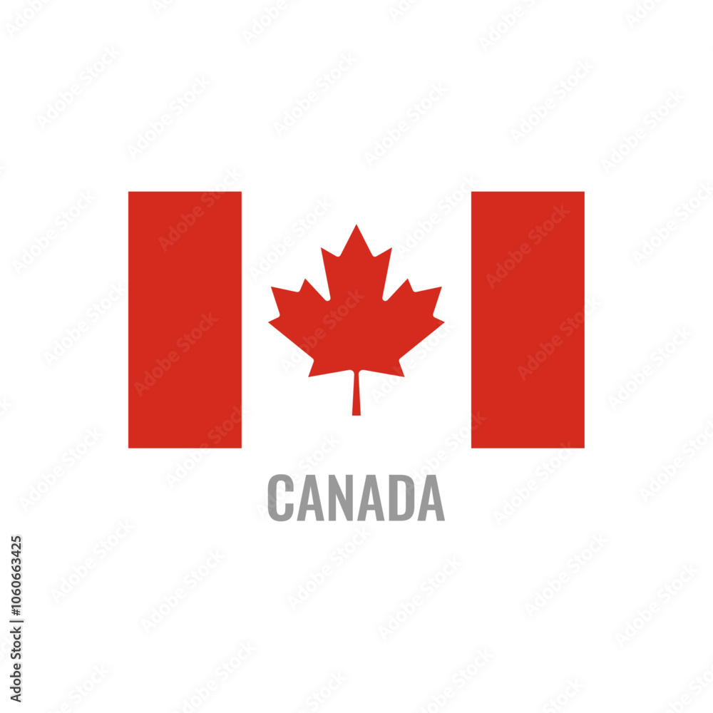 Canada flag icon. The country sign. Rectangle shape. Isolated on a white background. Vector image. Canada flag icon. The country sign. Rectangle shape. Isolated on a white background. Vector image.