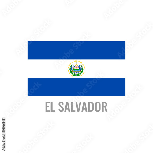 El Salvador flag icon. The country sign. Rectangle shape. Isolated on a white background. Vector image.