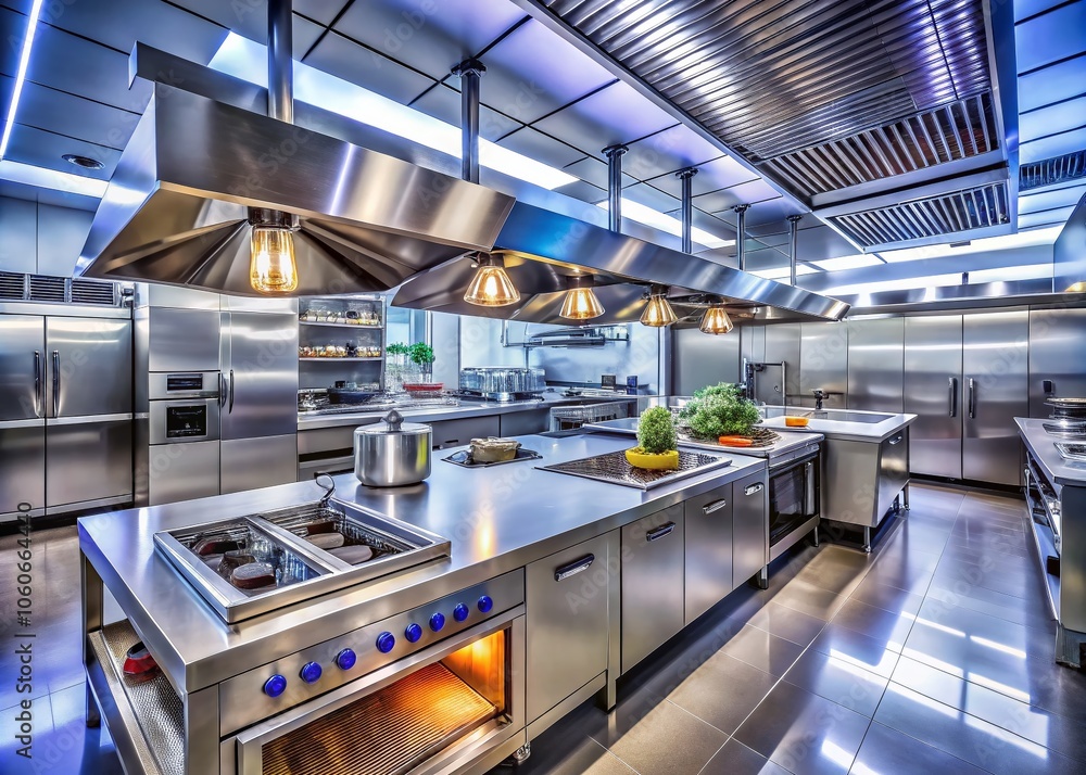 Modern Ventilation System in a Commercial Kitchen: Efficient Airflow, Culinary Environment, Industrial Design, Kitchen Equipment, Ventilation Ducts, Modern Ventilation System in a Commercial Kitchen: Efficient Airflow, Culinary Environment, Industrial Design, Kitchen Equipment, Ventilation Ducts,