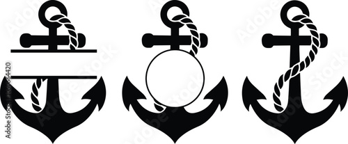 Anchor split monogram  silhouette frame  Nautical Anchor Monogram Frame Anchor Name Frame
