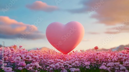 A huge pink love heart on a simple 3d background.