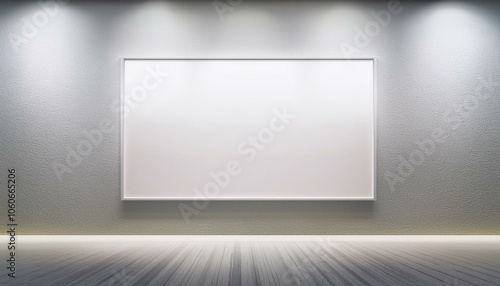 Wallpaper Mural Modern empty gallery room interior with white mock up frame on illuminated light wall. 3D Rendering. Torontodigital.ca