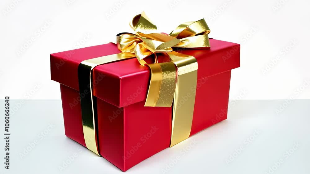 Elegant red gift box with a golden ribbon, perfect for festive occasions and holiday gifting Elegant red gift box with a golden ribbon, perfect for festive occasions and holiday gifting