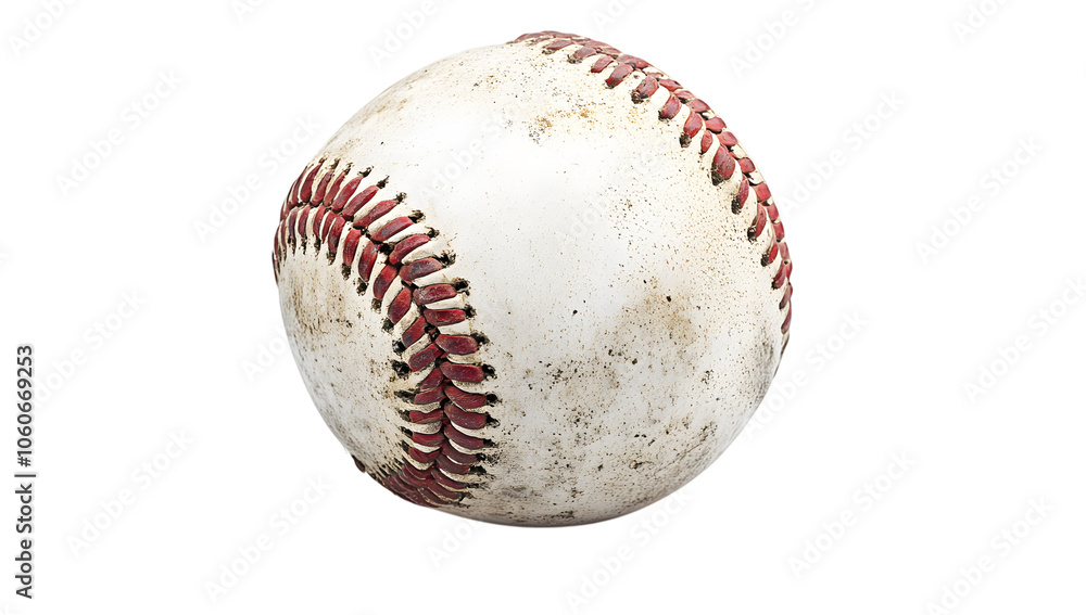 Dirty White Baseball with Red Stitches Dirty White Baseball with Red Stitches