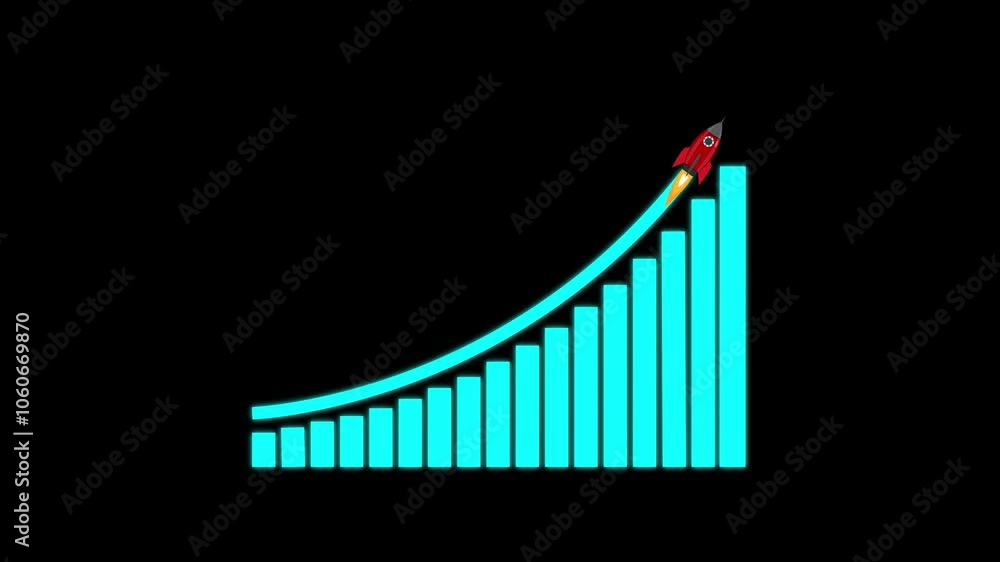 Arrow Rising On Graph With rocket Sale Symbols icon animation. Business growth concept in graph chart showing marketing sales profit increasing to future target. financial data view concept. Arrow Rising On Graph With rocket Sale Symbols icon animation. Business growth concept in graph chart showing marketing sales profit increasing to future target. financial data view concept.