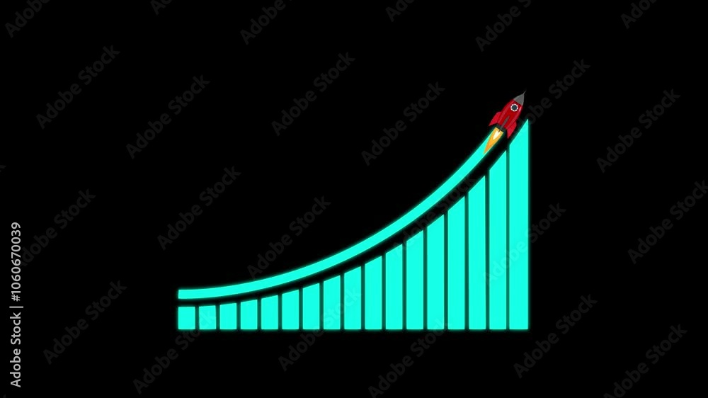 Arrow Rising On Graph With rocket Sale Symbols icon animation. Business growth concept in graph chart showing marketing sales profit increasing to future target. financial data view concept. Arrow Rising On Graph With rocket Sale Symbols icon animation. Business growth concept in graph chart showing marketing sales profit increasing to future target. financial data view concept.