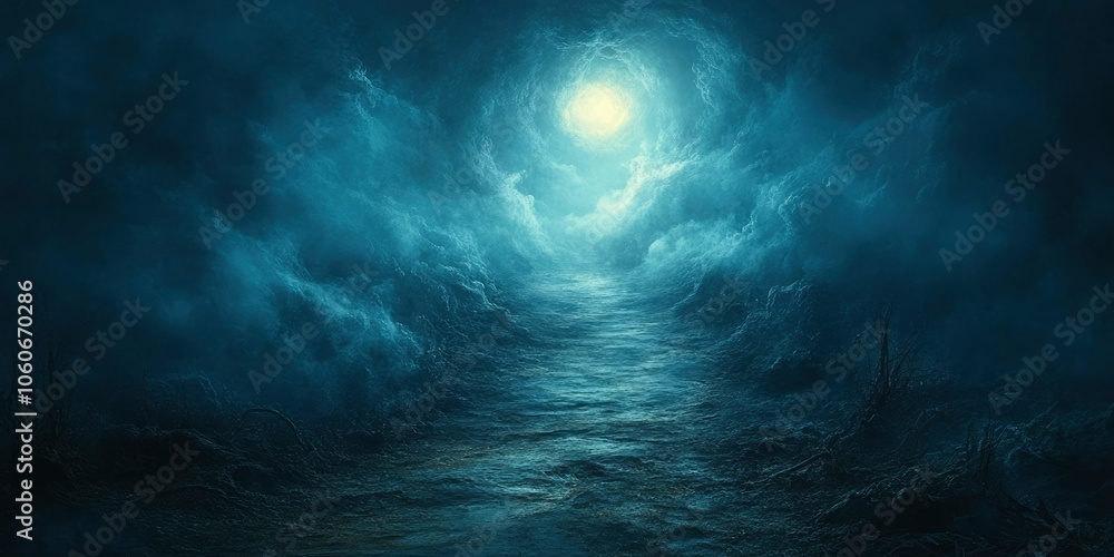 A Path Through a Foggy, Moonlit Cave A Path Through a Foggy, Moonlit Cave