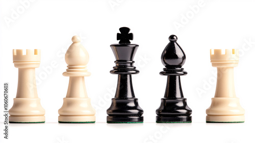 In this composition chess pieces intricately crafted in contrasting colors highlight the strategic depth of the game emphasizing the elegance and complexity of chess as a timeless intellectual pursuit photo