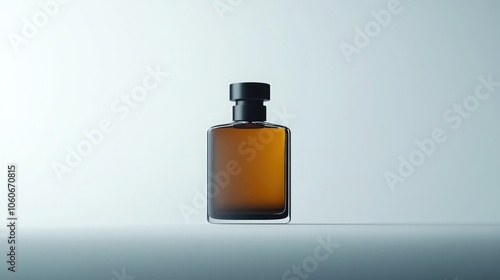 Wallpaper Mural A single bottle of amber-colored cologne sits on a white background. The bottle has a sleek, modern design with a black cap. Torontodigital.ca