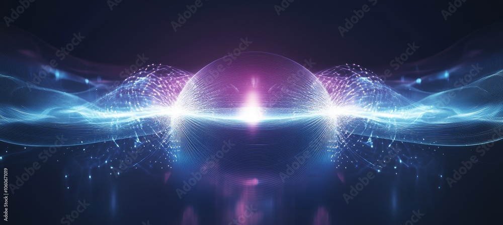 Abstract gravity visual vibration. Magnetic field physics science experiment. Generative ai technology.