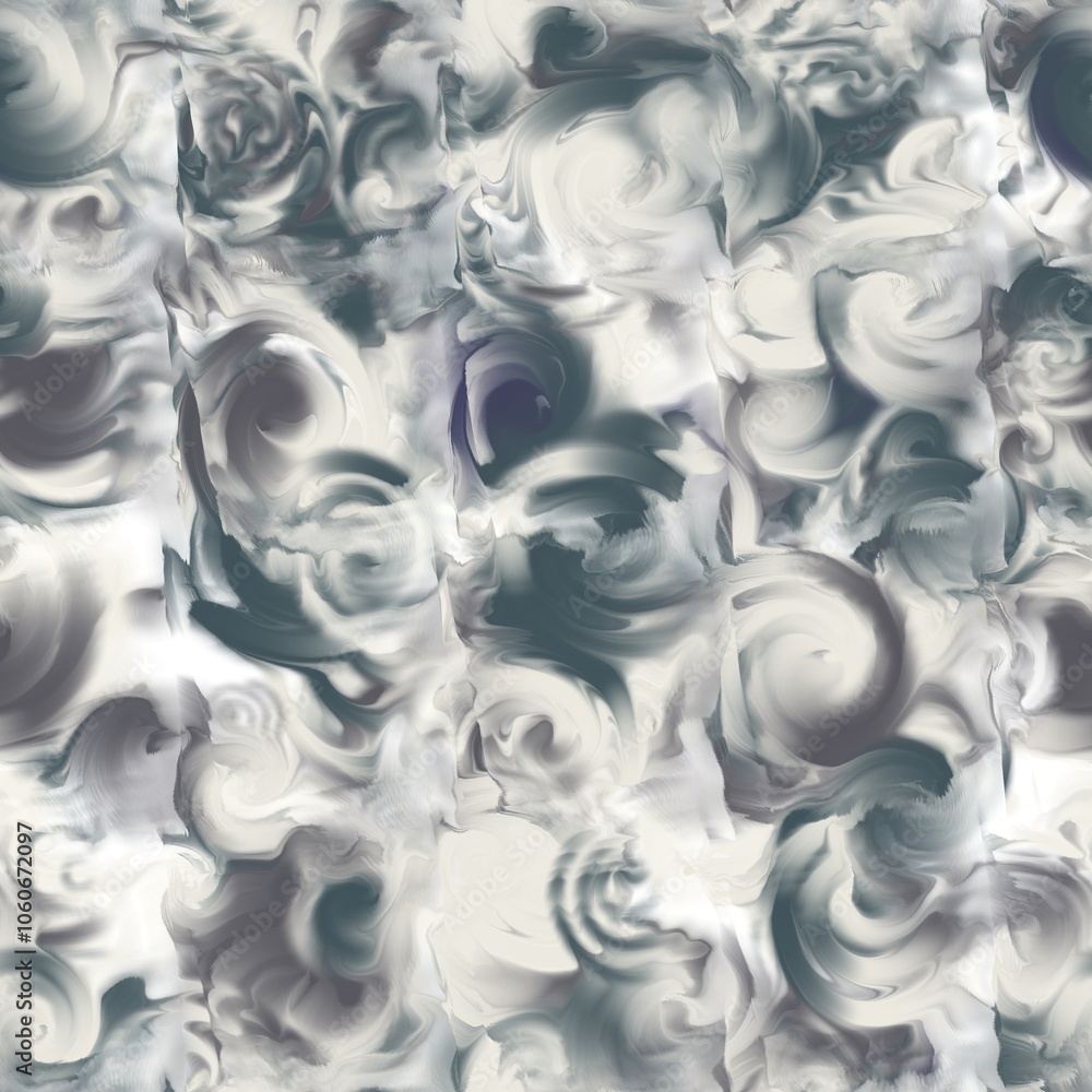 Abstract floral pattern. Swirls and whirlpools. Bright grey, light grey and white colors. Seamless hand drawn pattern Abstract floral pattern. Swirls and whirlpools. Bright grey, light grey and white colors. Seamless hand drawn pattern