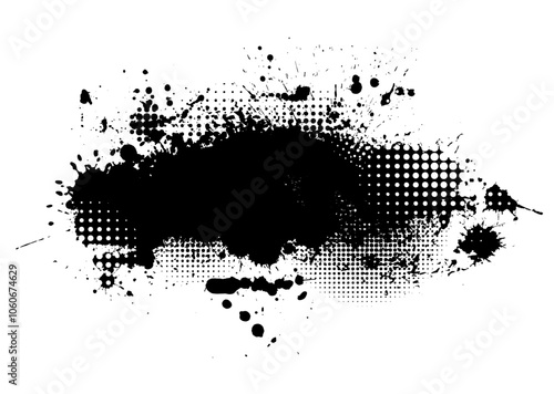 Splatter Paint Texture . Black Spray Blot of Ink. Place illustration Over any Object to Create Grungy Effect . hand drawn. Not AI, Vector