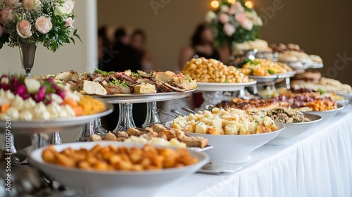 A beautifully arranged buffet featuring a variety of delicious foods for guests.