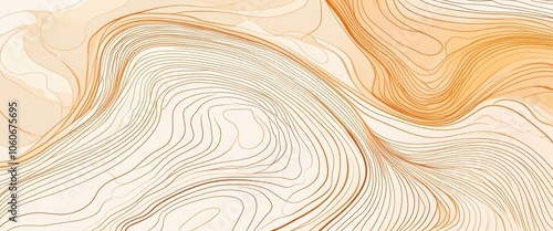 Abstract fluid waves, golden sand texture, smooth curves, topographic lines, soft beige tones, flowing patterns, organic shapes, undulating surfaces, desert dunes inspired, subtle gradients, minimal d