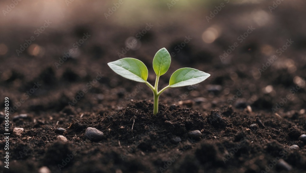 Enchanting Scene of a Growing Plant in Soil as a Beautiful Reminder of Hope and Life’s Possibilities Enchanting Scene of a Growing Plant in Soil as a Beautiful Reminder of Hope and Life’s Possibilities