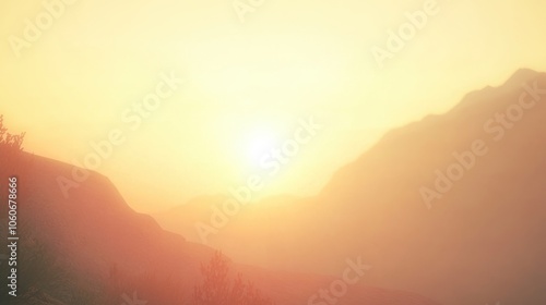 Golden sunrise tranquil mountain silhouette