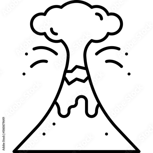 Volcano erupting single vector icon