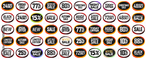 Set Sale banners design template, discount tags, vector illustration