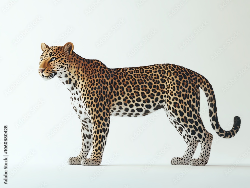 Naklejka premium Leopard, white isolate background