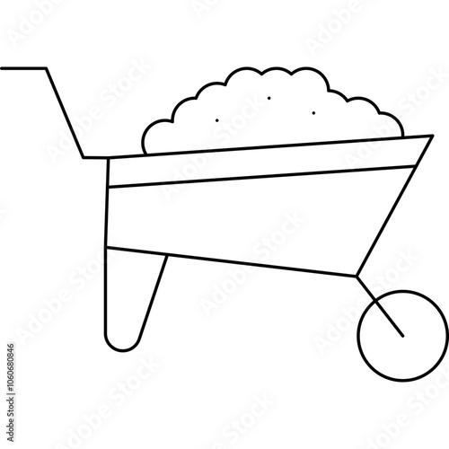 Wheelbarrow single vector icon