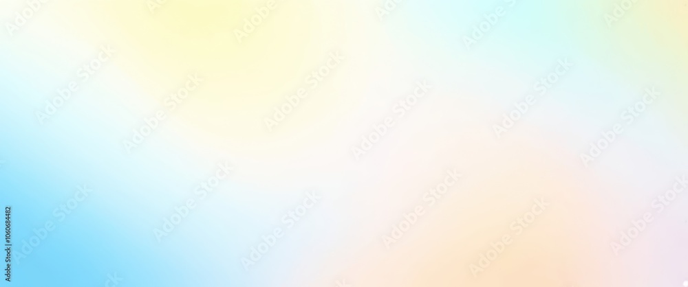 Fototapeta premium Soft pastel gradient, watercolor texture, dreamy abstract background, light blue to pale yellow transition, delicate rainbow hues, ethereal atmosphere, gentle color blending, minimalist design, soothi
