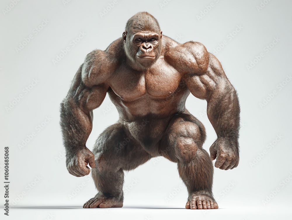 Gorilla, white isolate background Gorilla, white isolate background