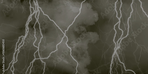 Lightning bolt. thunder lighting on black sky. 3d illustration, lightning, storm, thunder set. Frame of lightnings on black background 8k. black marble background.