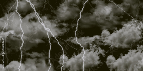 Lightning bolt. thunder lighting on black sky. 3d illustration, lightning, storm, thunder set. Frame of lightnings on black background 8k. black marble background.