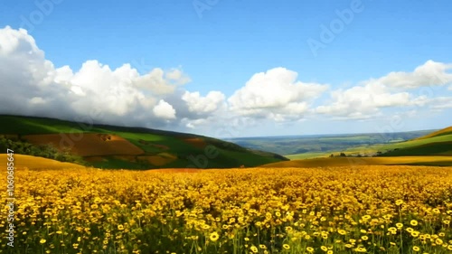 Wallpaper Mural Bright yellow flower field stretching under a clear blue sky. Nature concept Torontodigital.ca