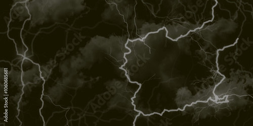 Lightning bolt. thunder lighting on black sky. 3d illustration, lightning, storm, thunder set. Frame of lightnings on black background 8k. black marble background.