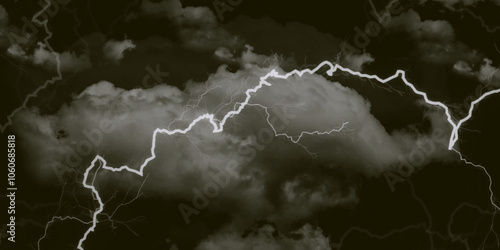 Lightning bolt. thunder lighting on black sky. 3d illustration, lightning, storm, thunder set. Frame of lightnings on black background 8k. black marble background.