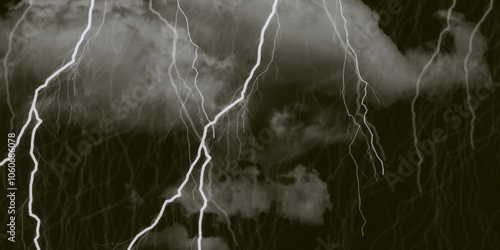 Lightning bolt. thunder lighting on black sky. 3d illustration, lightning, storm, thunder set. Frame of lightnings on black background 8k. black marble background.