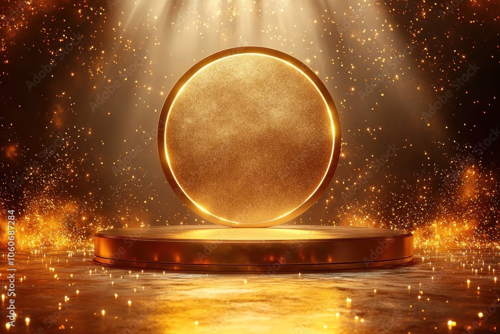 custom made wallpaper toronto digitalGolden Circular Platform with Glittering Background