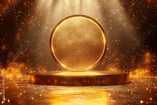Wallpaper Mural Golden Circular Platform with Glittering Background Torontodigital.ca