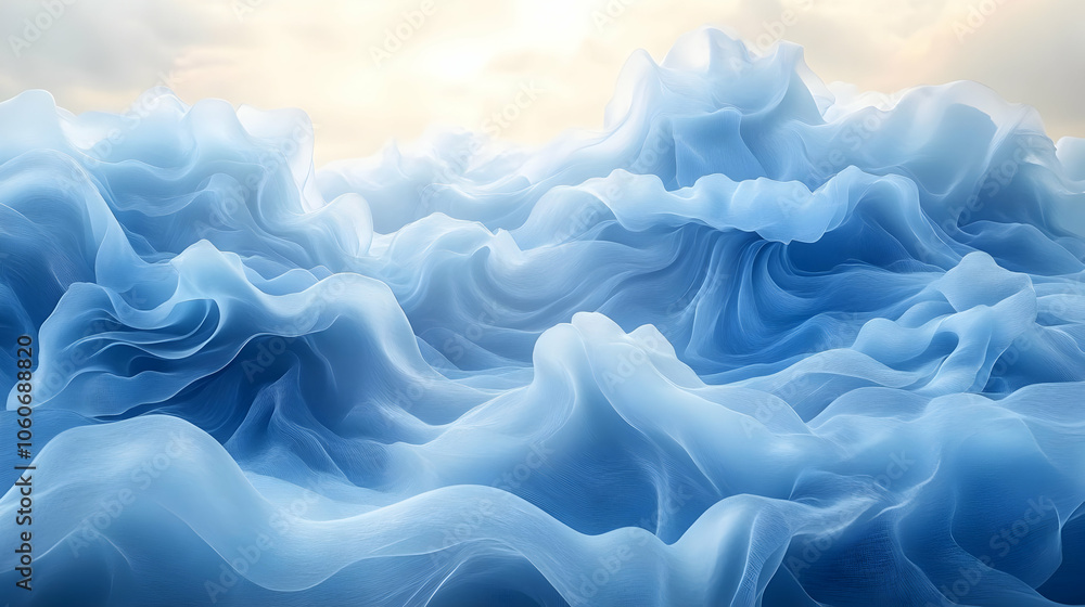 Fototapeta premium Abstract Blue Fabric Waves Illustration