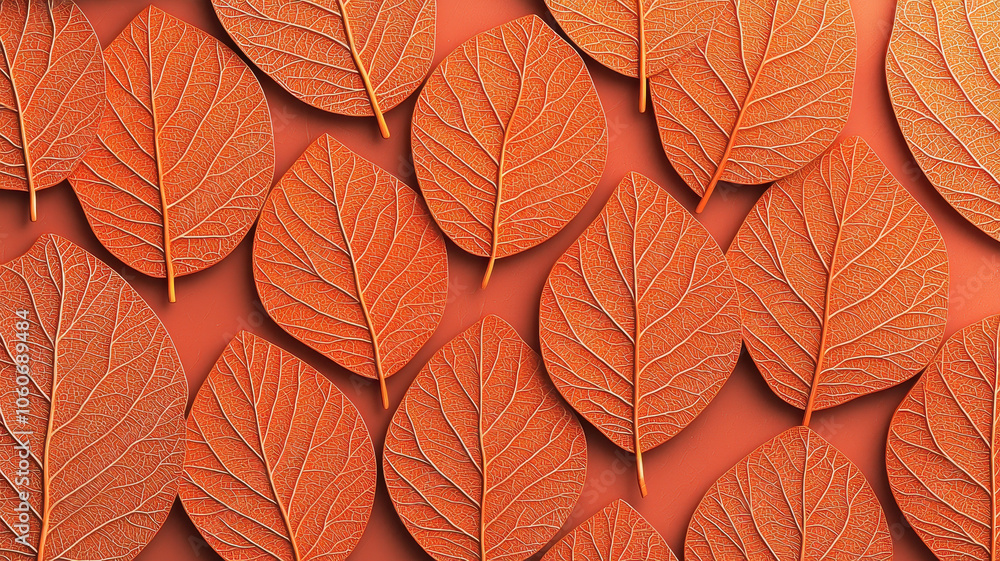 Obraz premium Intricate autumn leaves with vibrant orange hues and detailed textures